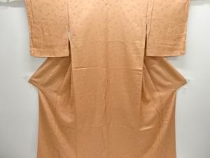 未使用品　檜扇模様織り出し一つ紋色無地着物